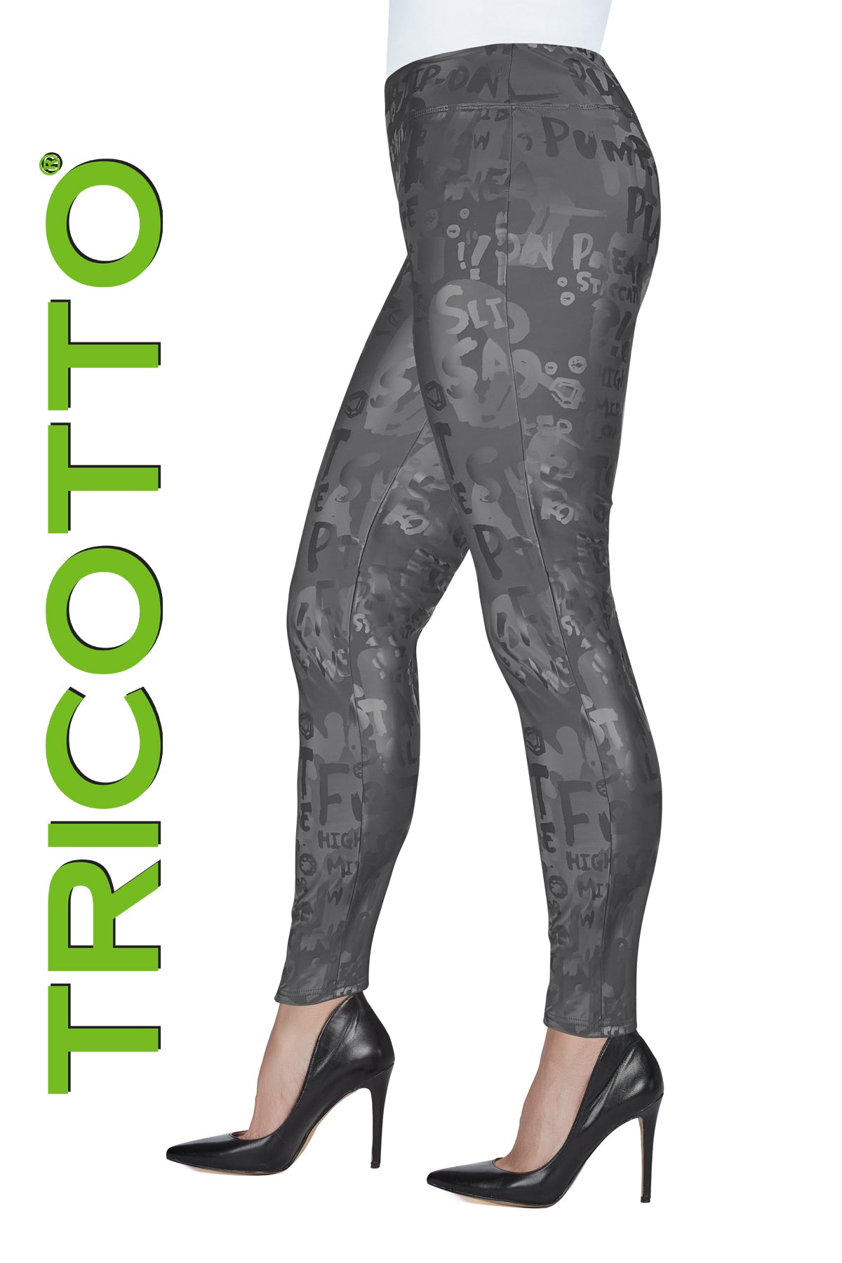 Tricotto Grey Leggings-Tricotto Printed Leggings-Buy Tricotto Leggings Online-Tricotto Clothing Montreal