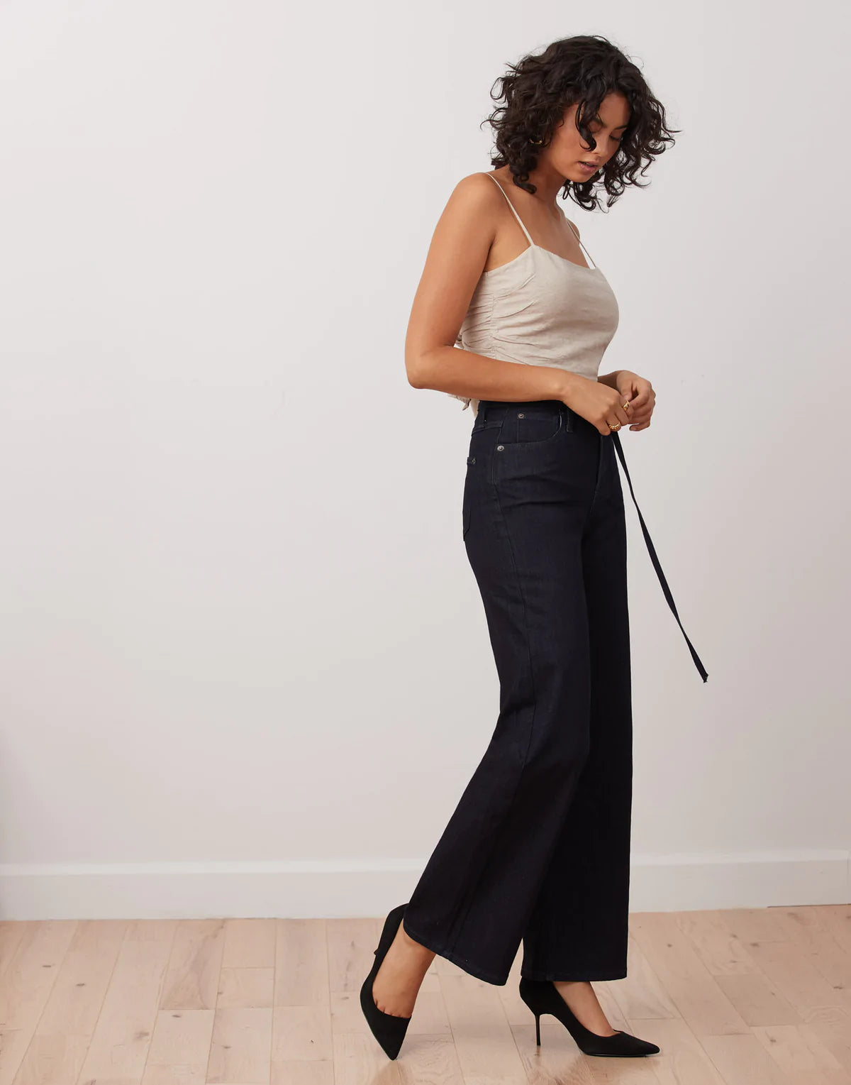 Yoga Jeans Wide Leg Abel High Rise Jeans In Dark Navy