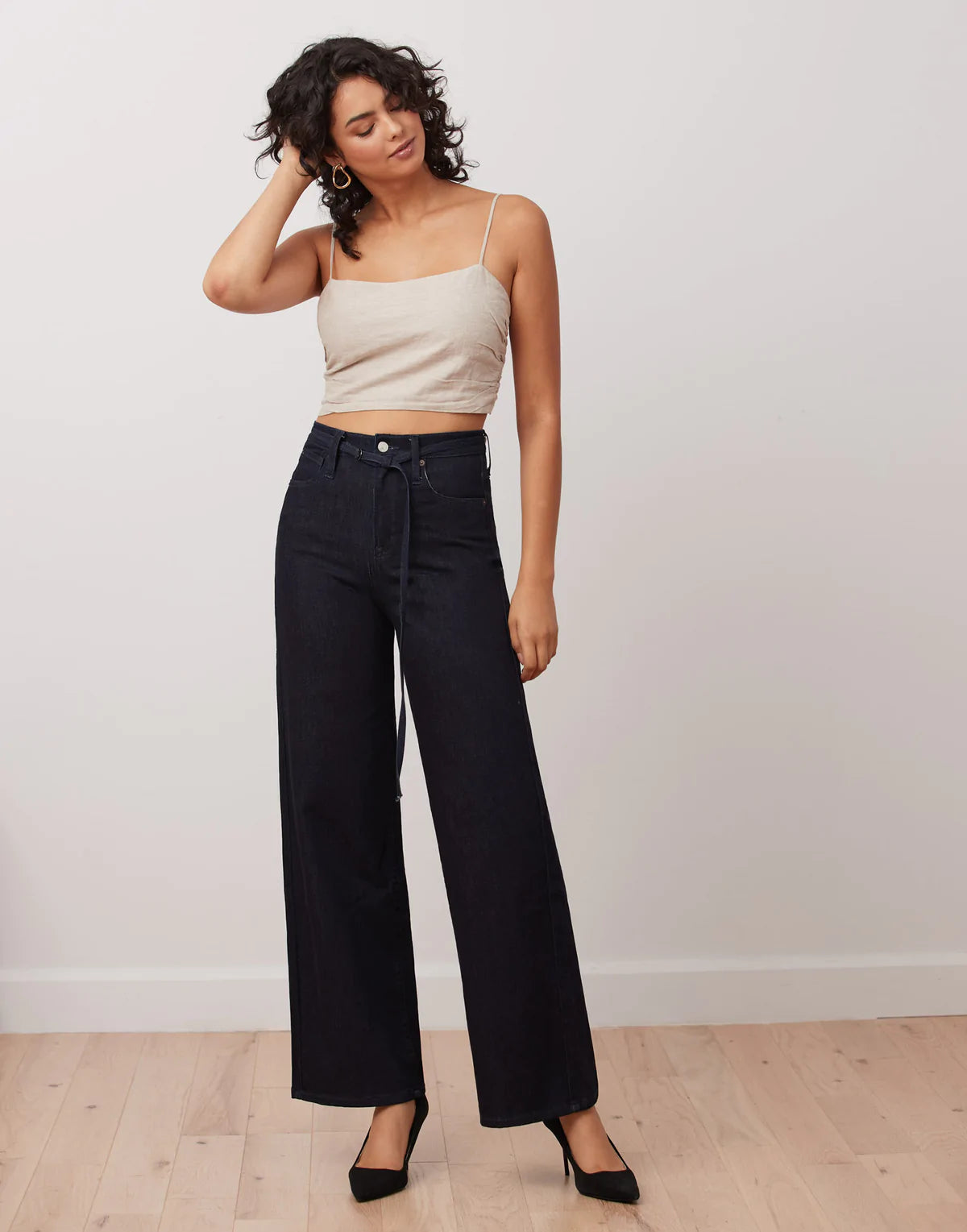 Yoga Jeans Wide Leg Abel High Rise Jeans In Dark Navy