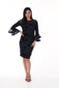 Frank Lyman Navy embroidered knit dress with sleeve detail