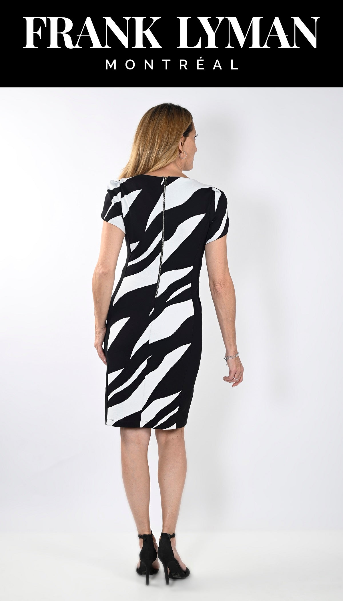 Frank Lyman Montreal Black White Dress-Buy Frank Lyman Montreal Dresses Online-Frank Lyman Montreal Online Dress Shop