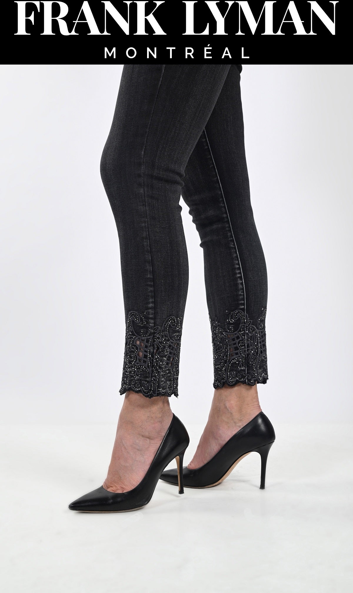 Frank Lyman Montreal Black Jeans-Buy Frank Lyman Montreal Jeans Online-Frank Lyman Montreal Online Denim Shop-Black Lace Jeans