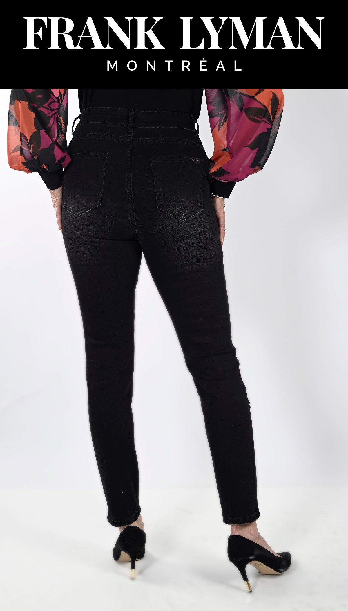 Frank Lyman Montreal Magenta Floral Jeans-Buy Frank Lyman Montreal Jeans Online-Applique Jeans Online-Frank Lyman Montreal Online Denim Shop