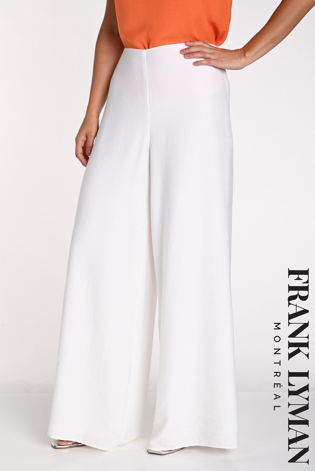 Frank Lyman Montreal Off white Wide Leg Linen Style Pant