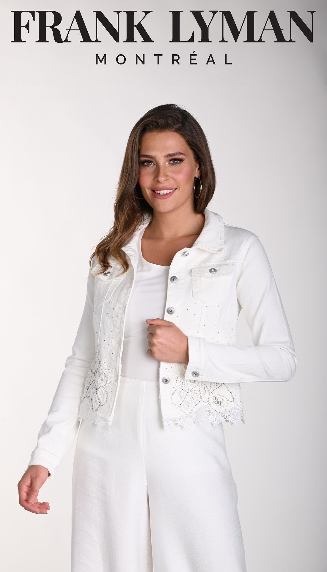 Frank Lyman Montreal Off white sequin Lace Jean Jacket