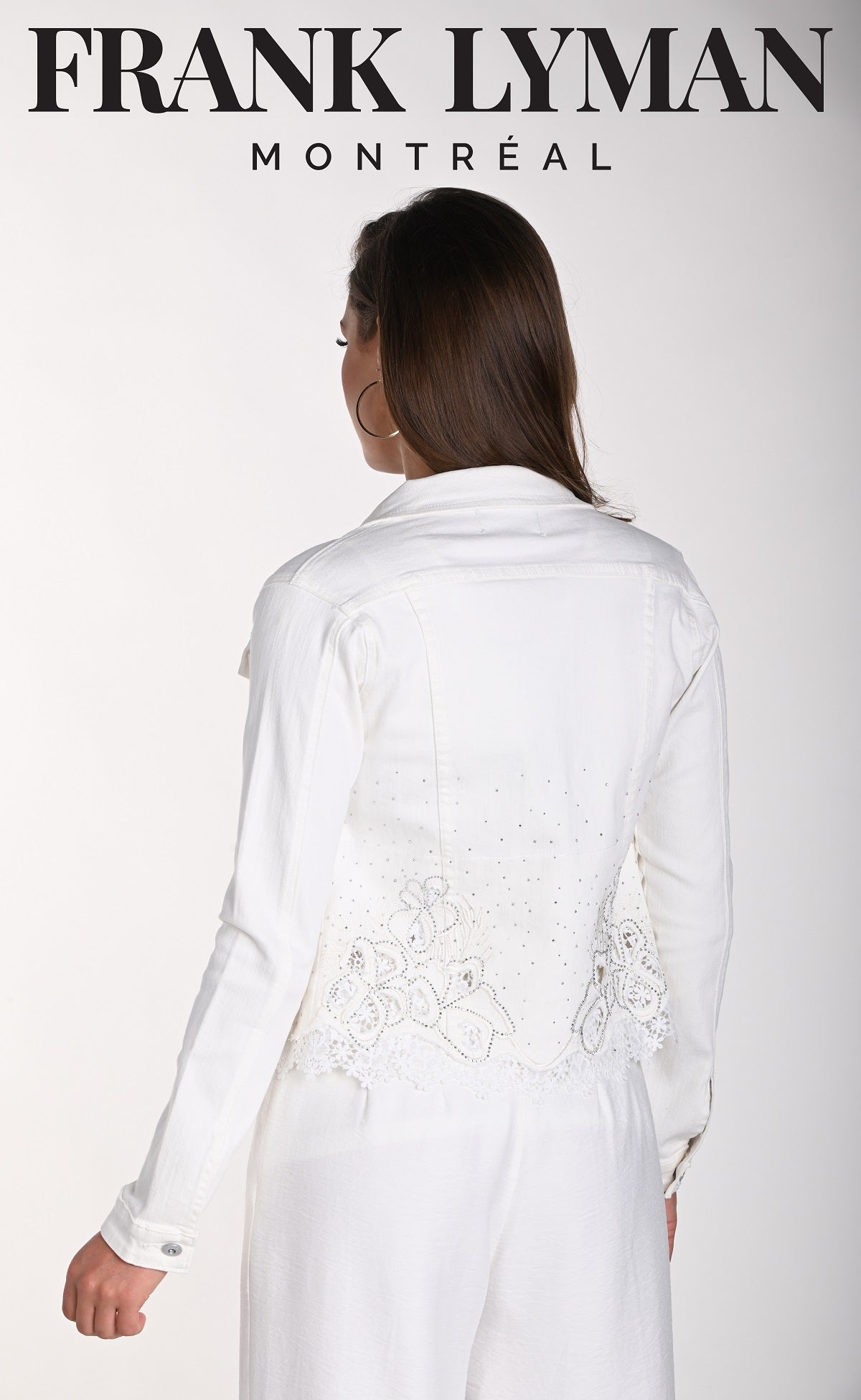 Frank Lyman Montreal Off white sequin Lace Jean Jacket