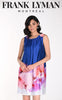 Frank Lyman Montreal Sleeveless Floral Satin Dress With Back Rhinestone Detail