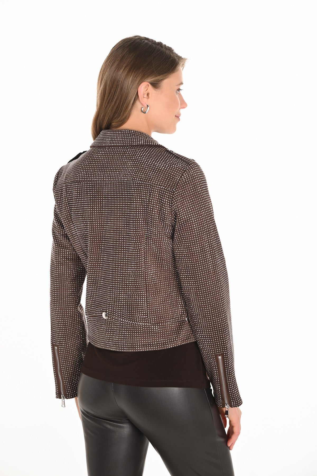 Frank Lyman Montreal Brown Rhinestone Moto Jacket