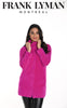 Frank Lyman Montreal Eyelash Knit Jacket In Fuchsia With Button Front and Slash Pockets