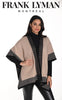 Frank Lyman Montreal Beige Black Poncho Sweater With Lace Trim Detail