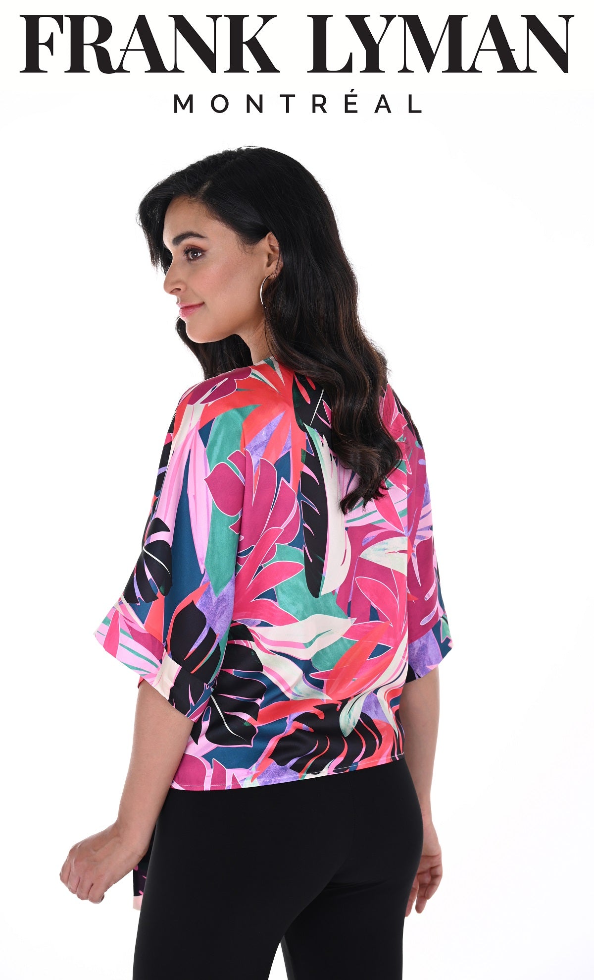 Floral Woven knit pullover Top-Black-Pink Floral Knit Tops with front tie detail