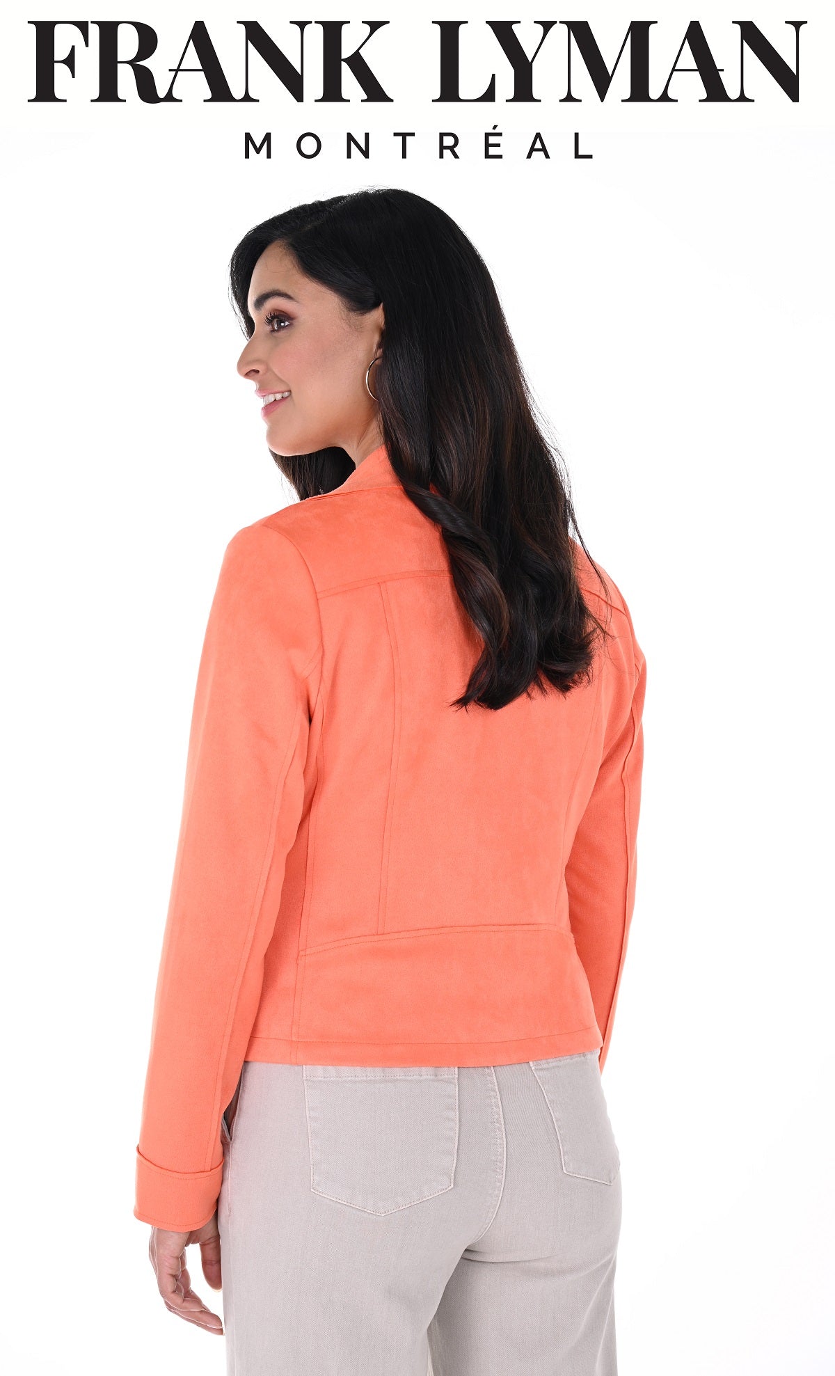 Frank Lyman Montreal Orange Motto Jacket-Orange Motto Jacket With Silver Zipper Detail