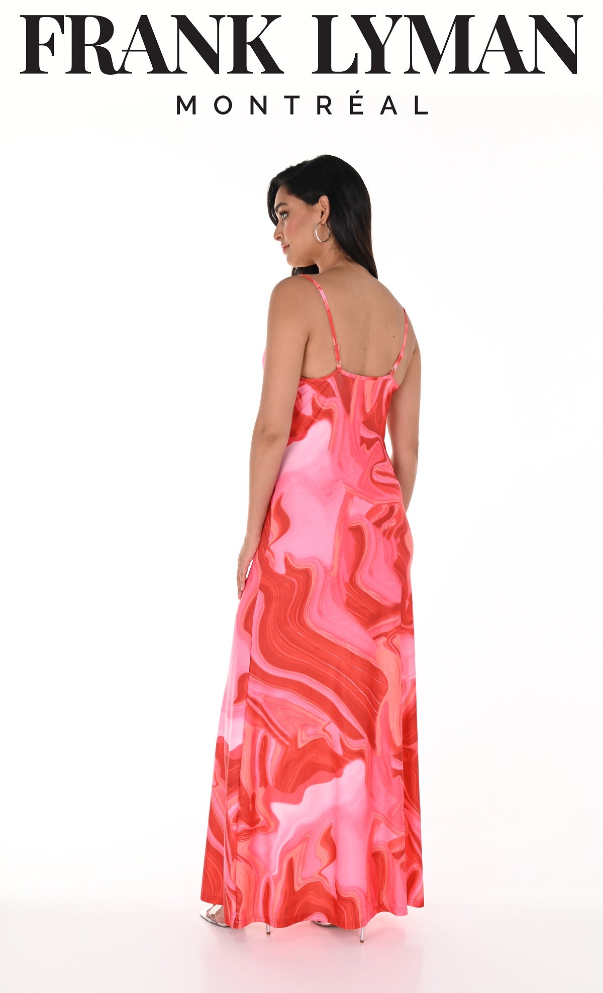 Red Pink Maxi Dress-Frank Lyman Montreal Red Pink Maxi Dress