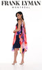 Frank Lyman Montreal Print Satin Knit Dress With Attached Overlay and Shoulder Cut Out Detail