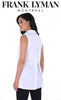 Frank Lyman Montreal White-Black Sleeveless Blouse With Back Zipper Pleat Opening