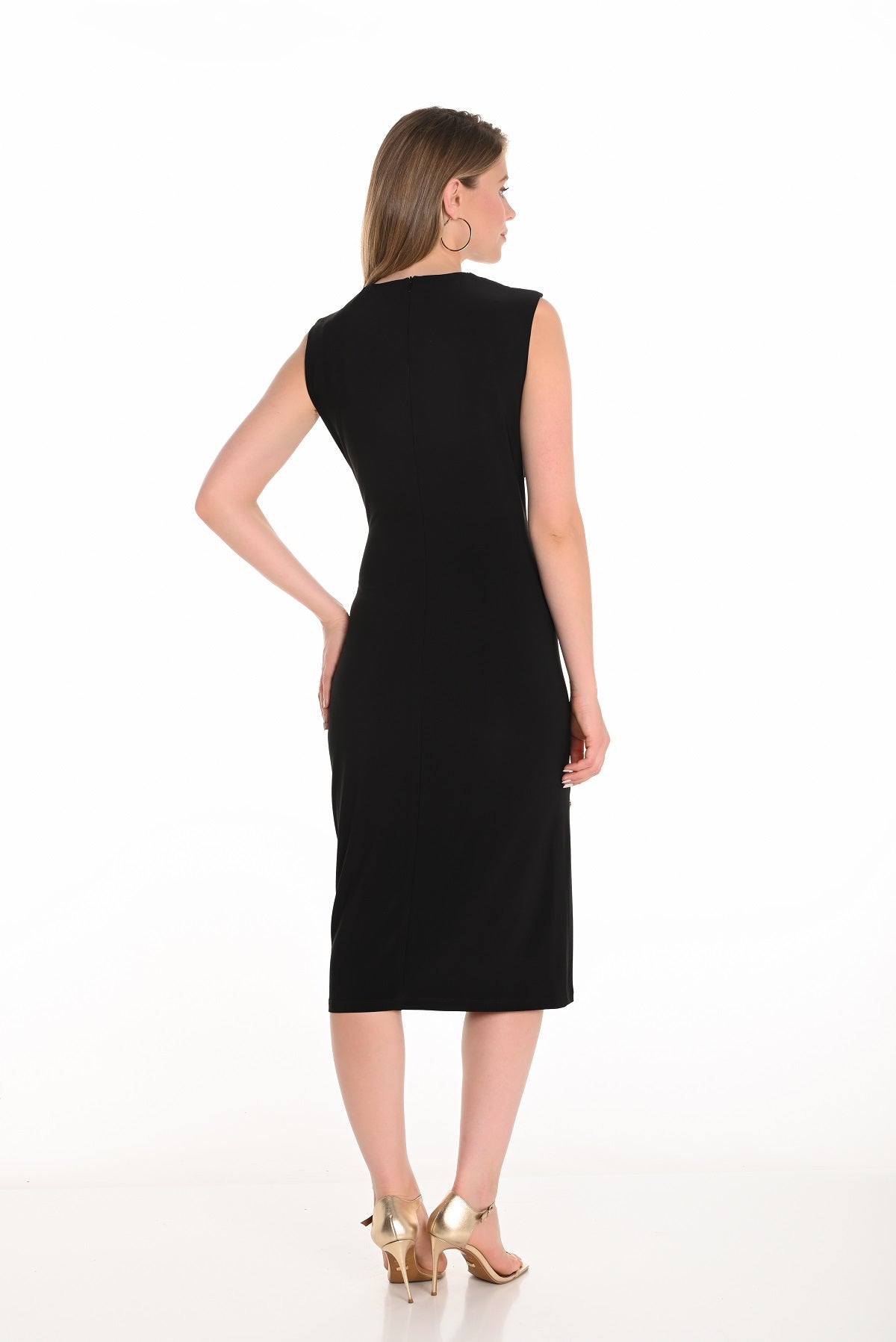 Frank Lyman Black midi dress with side cinch detail