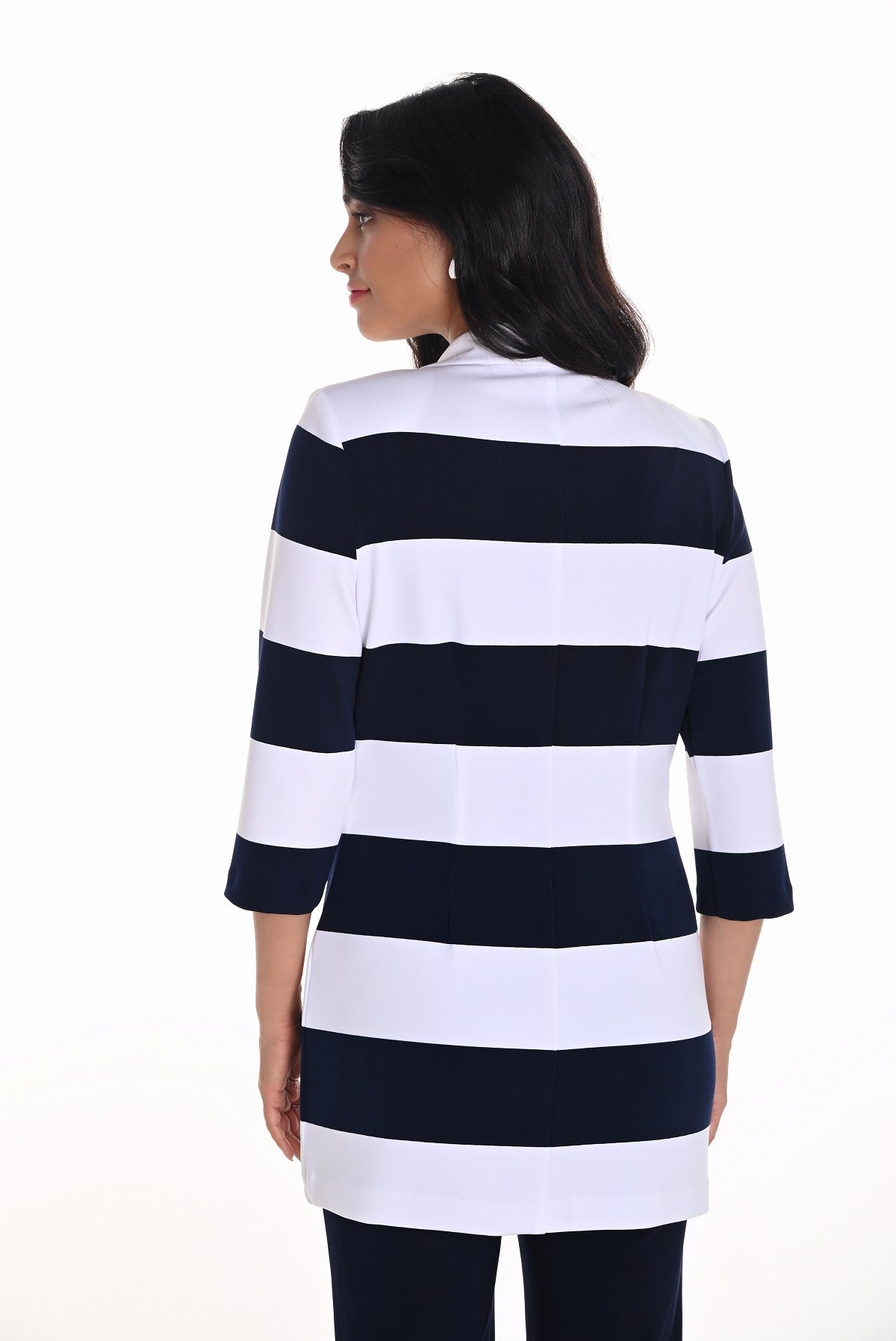 Frank Lyman navy white stripe open front jacket