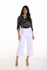 Frank Lyman wide leg off white cotton crop length jeans