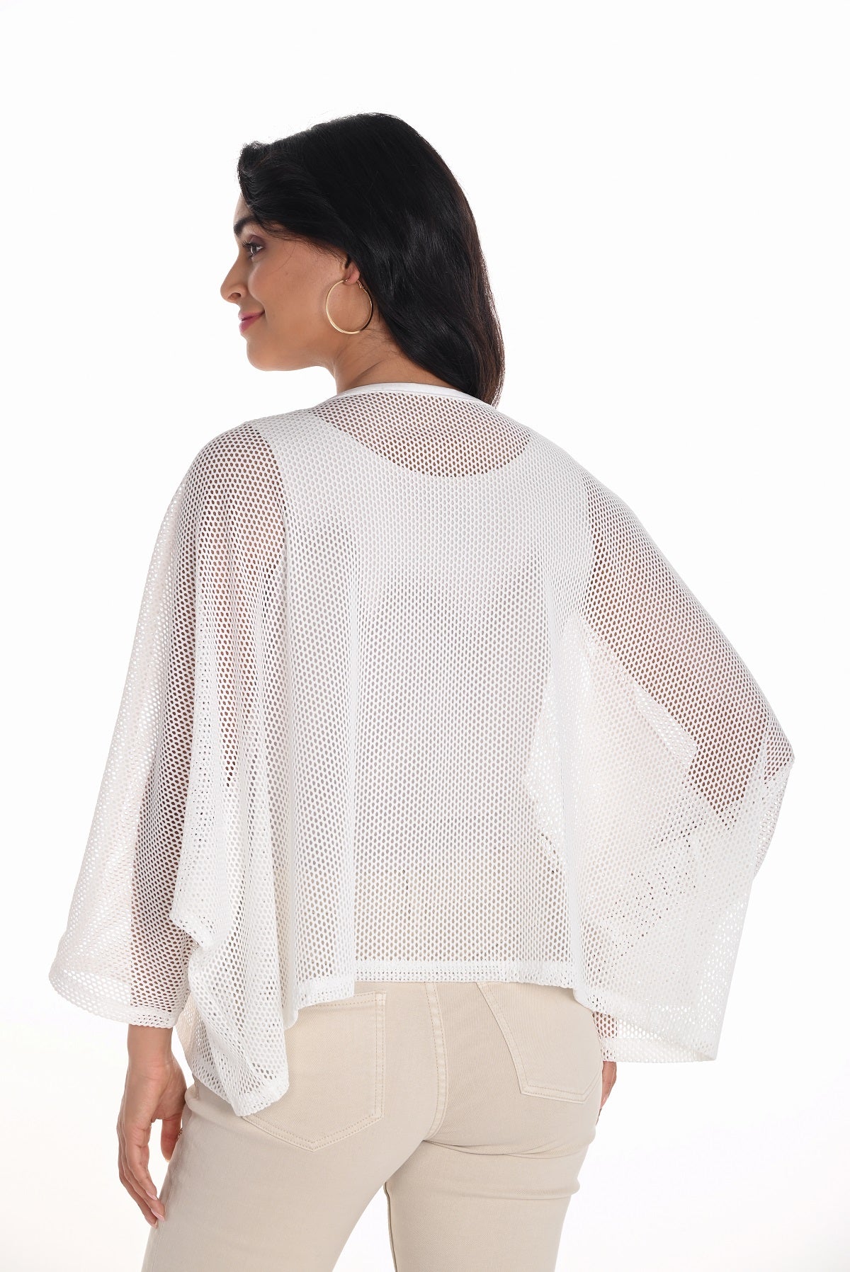 Frank Lyman Off white 2 piece mesh sweater with front pearl sequin heart detail