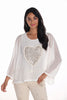 Frank Lyman Off white 2 piece mesh sweater with front pearl sequin heart detail