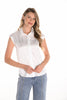Frank Lyman sleeveless white satin blouse with front sequin detail