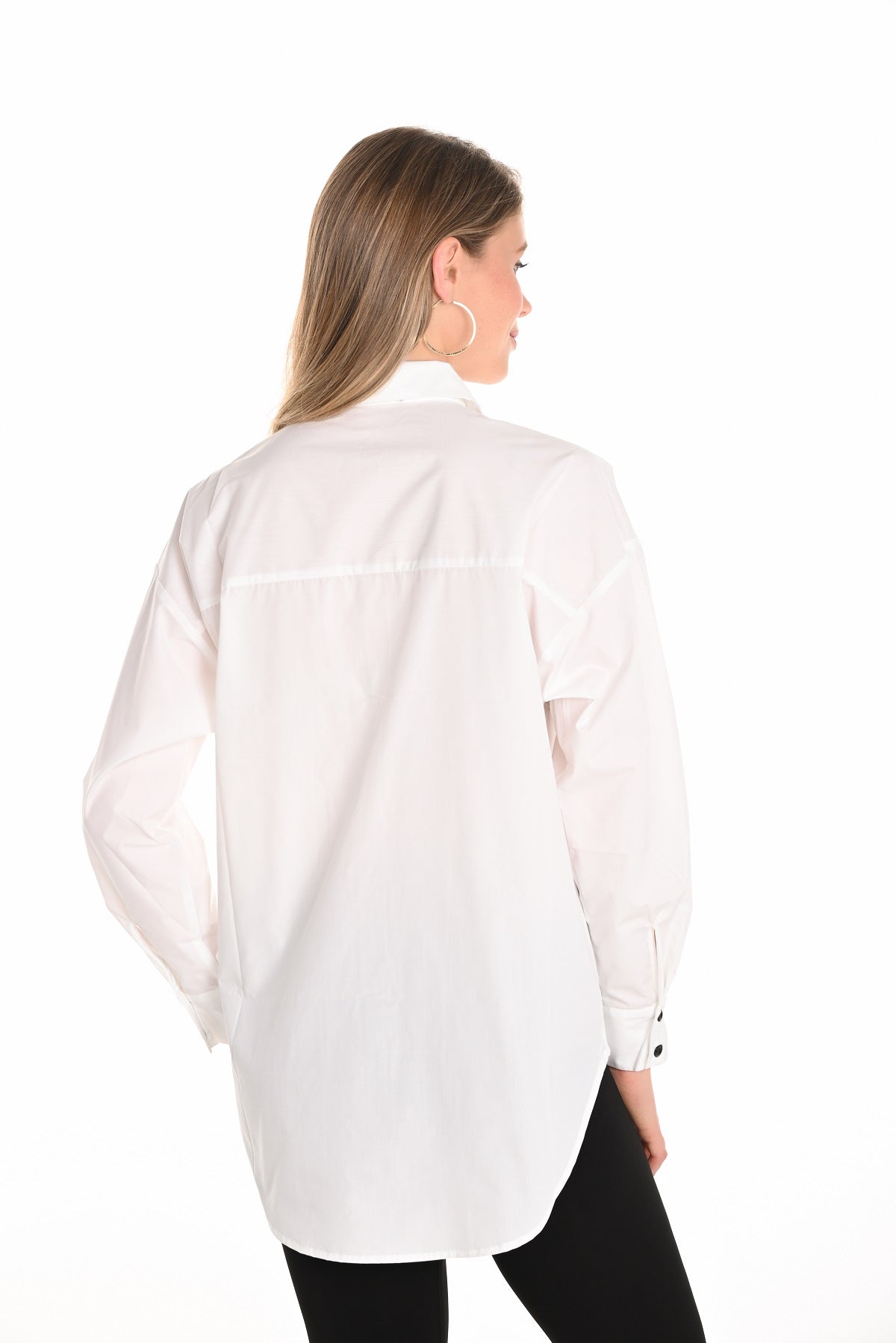 Frank Lyman white black blouse with embroidered front detail