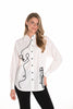 Frank Lyman white black blouse with embroidered front detail