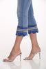 Crop mid rise skinny jeans with sequin scalloped hem detail