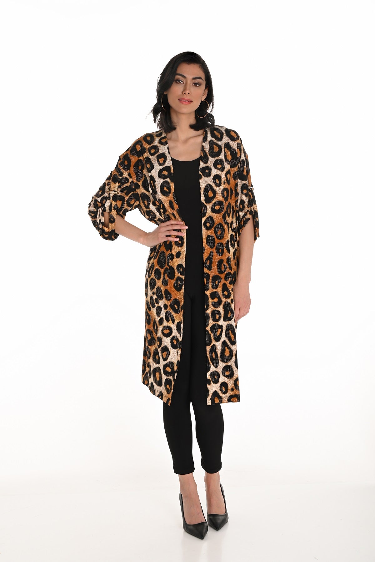 Frank Lyman cheetah kimono jacket with arm detail