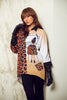 Frank Lyman Montreal Leopard print sequin polyester blouse.