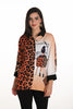 Frank Lyman Montreal Leopard print sequin polyester blouse.