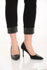 Black 5 ;pocket skinny jeans with sequin pocket and hem detail