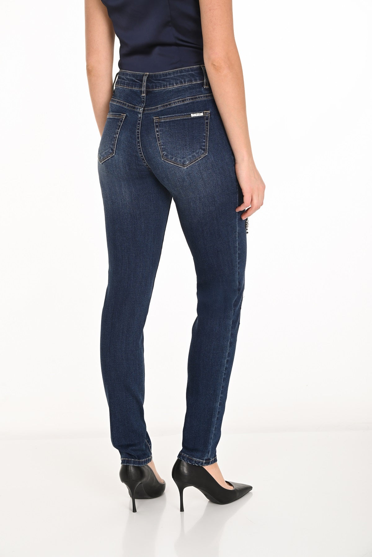 Frank Lyman 5 pocket Skinny blue jeans with sequin front print detail