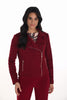 Burgundy motto jacket with gold zipper detail