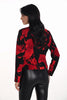 Red black fashion jacket with polyurethane collar accent