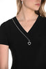 Black knit short sleeve top with front zipper detail
