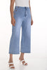 Frank Lyman Wide leg denim jeans with fly front and gold button detail