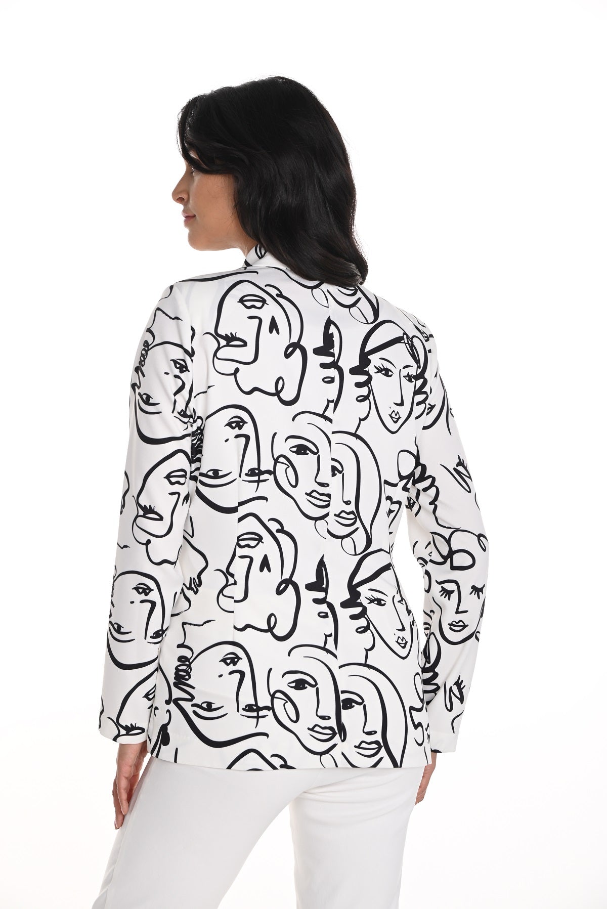 Frank Lyman Montreal Black white blazer with fashionista print on front & back