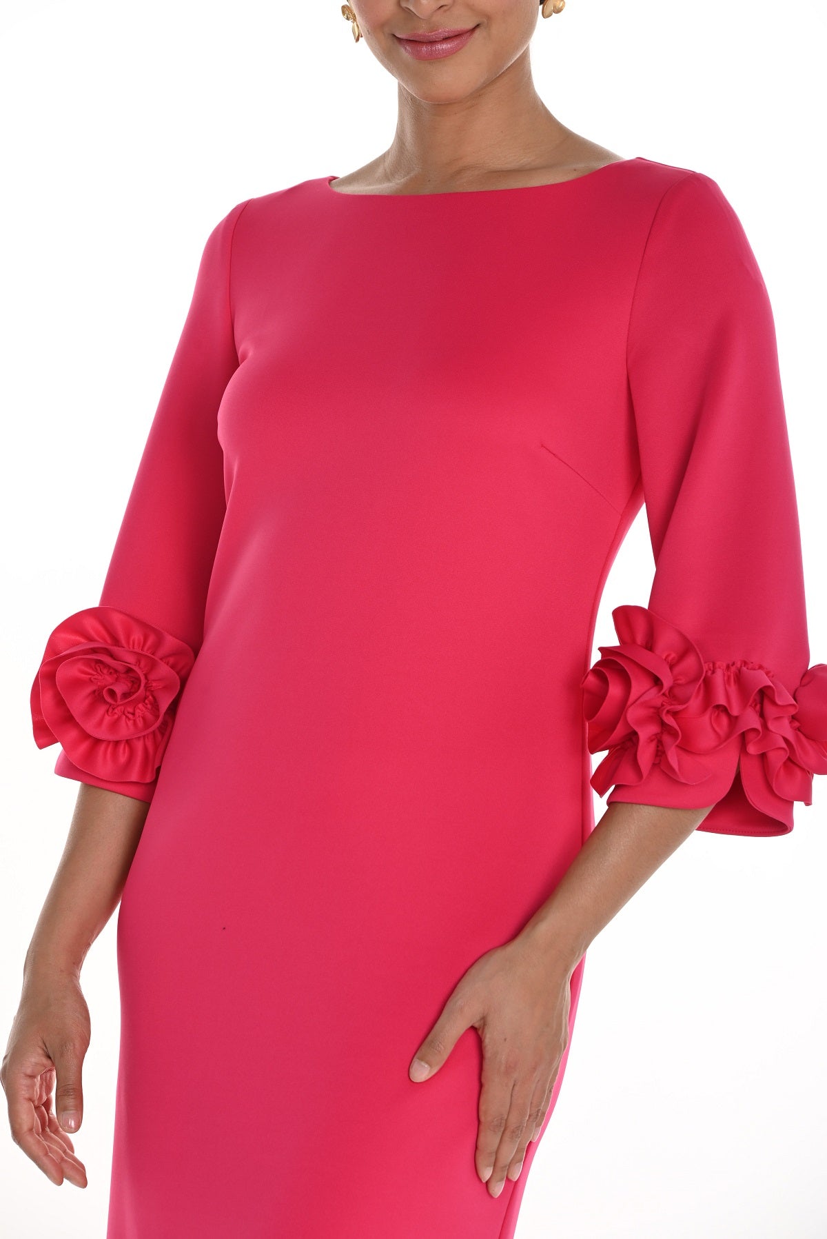 Frank Lyman fuchsia cocktail dress with sleeve detail