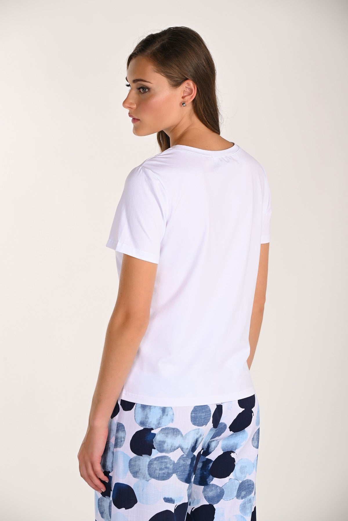 White cotton t-shirt with front floral print