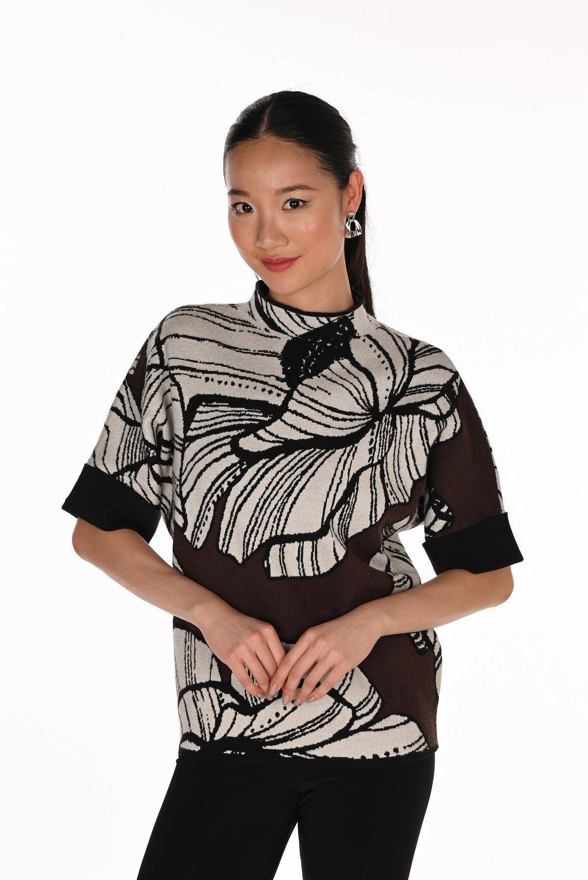 Pull en maille texturée à manches chauve-souris. Frank Lyman 263773