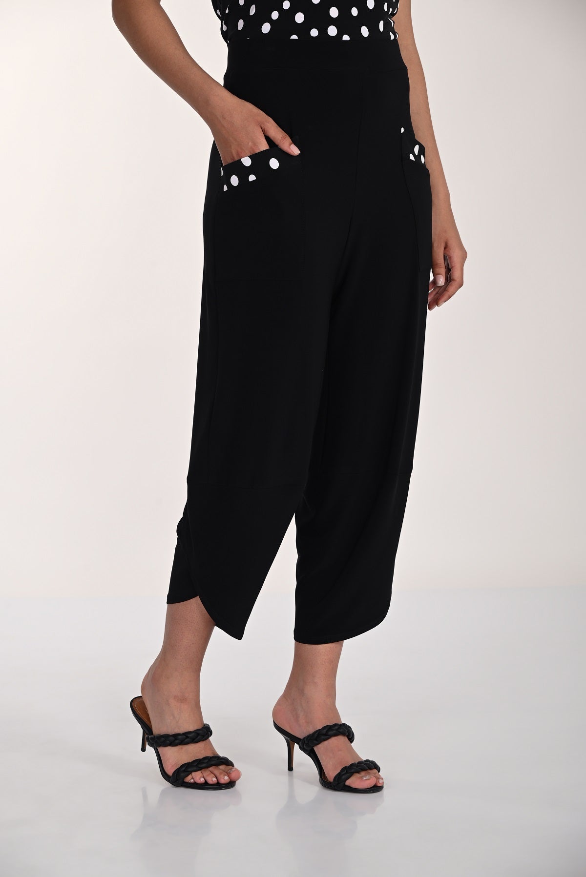 Black cropped jersey culotte pant