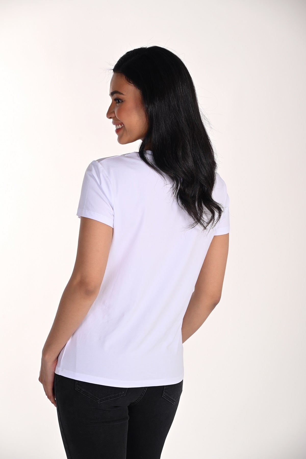White cotton t-shirt with front love lips print detail