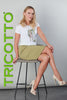 Khaki knit short skirt with side pocket and zipper detail