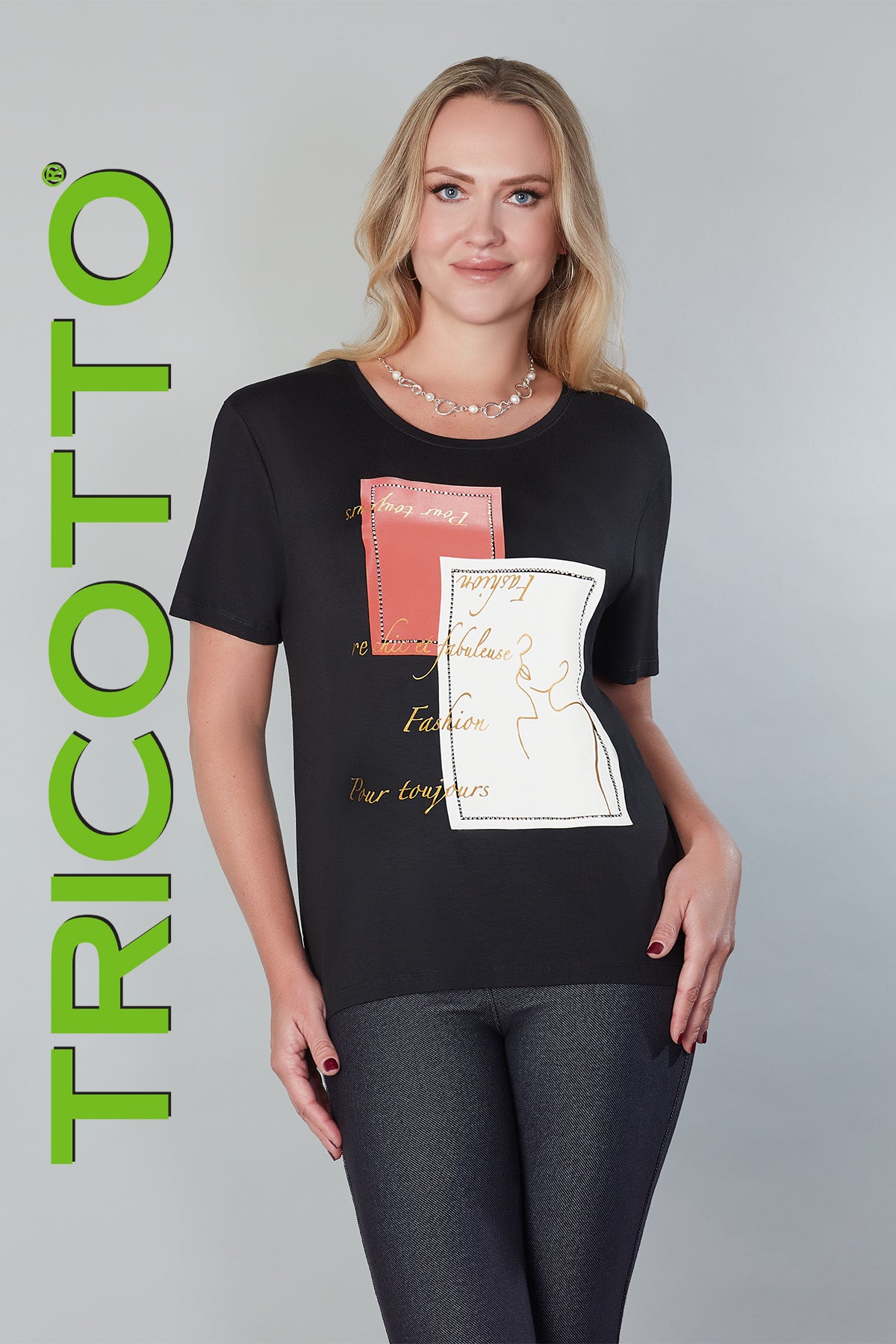 Tricotto Pour Toujours T-shirt-Tricotto Fashion Black Coral T-shirt