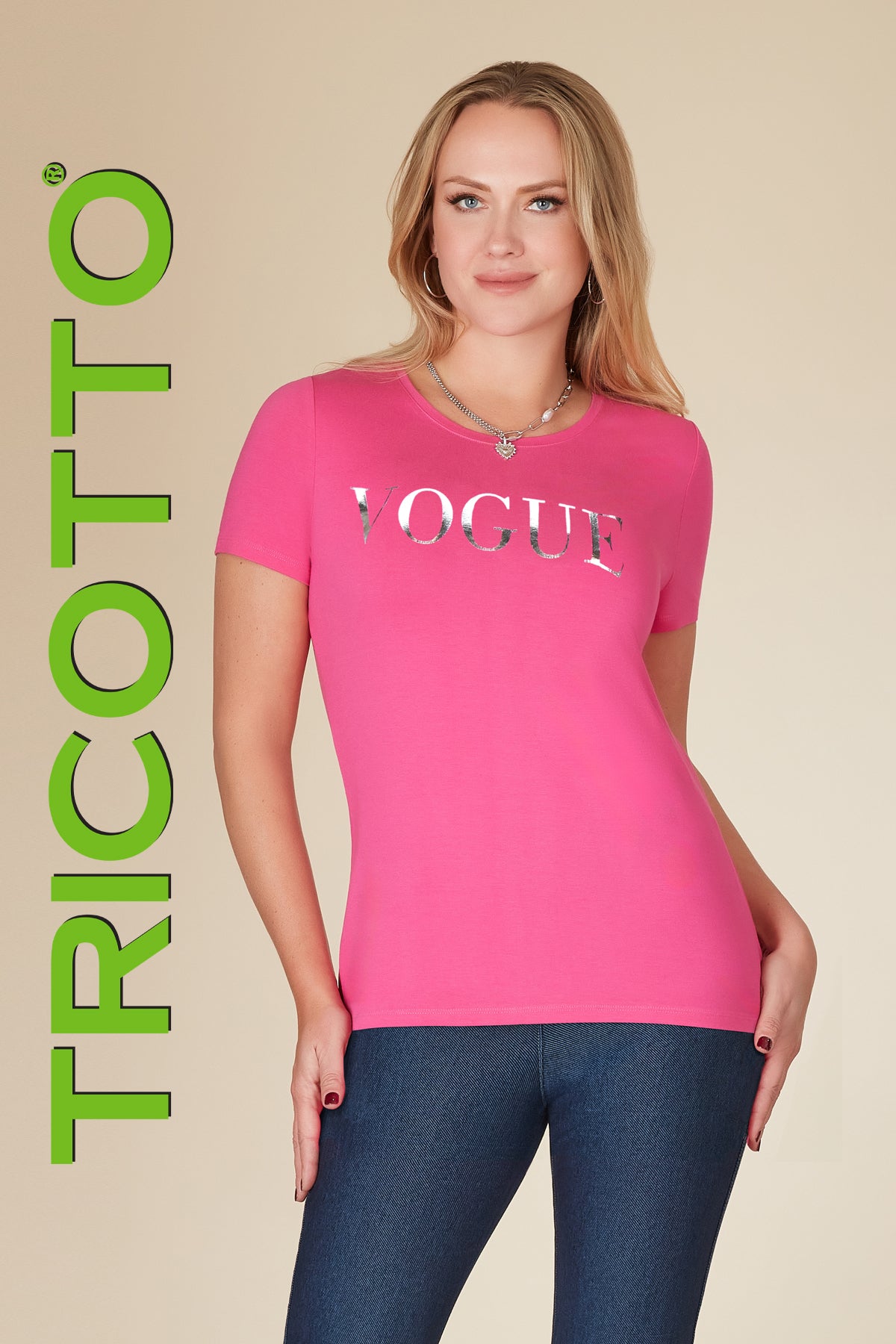 Tricotto Fuchsia Vogue T-shirt-Fuchsia Vogue T-shirt