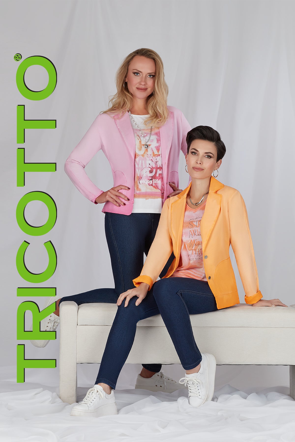 Tricotto Cotton Ombre Pink or Orange  Button Front Jacket