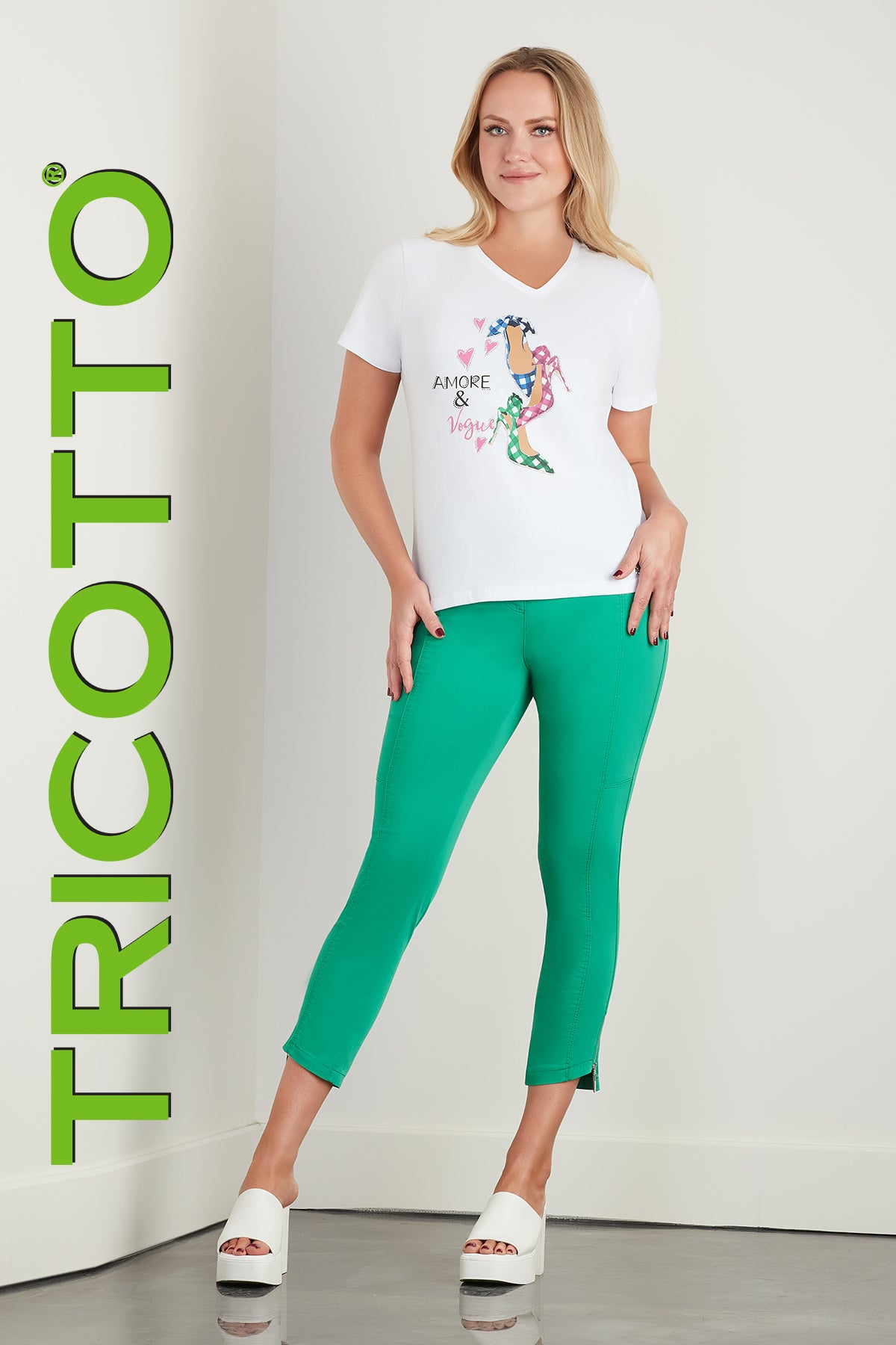 Tricotto High Heels White Sequin T-shirt-High Heels White-Pink-Green Sequin T-shirt