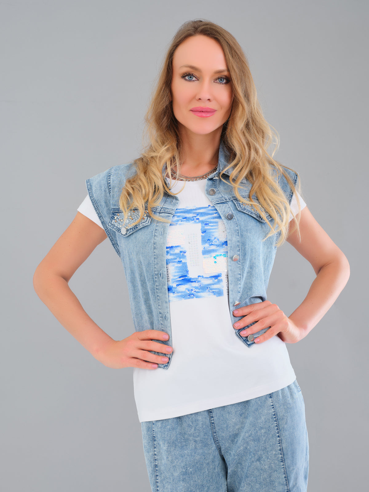 Soft Denim Knit Blue Jean Vest