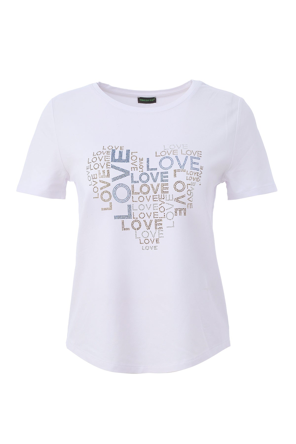 White t-shirt with sequin love print on front